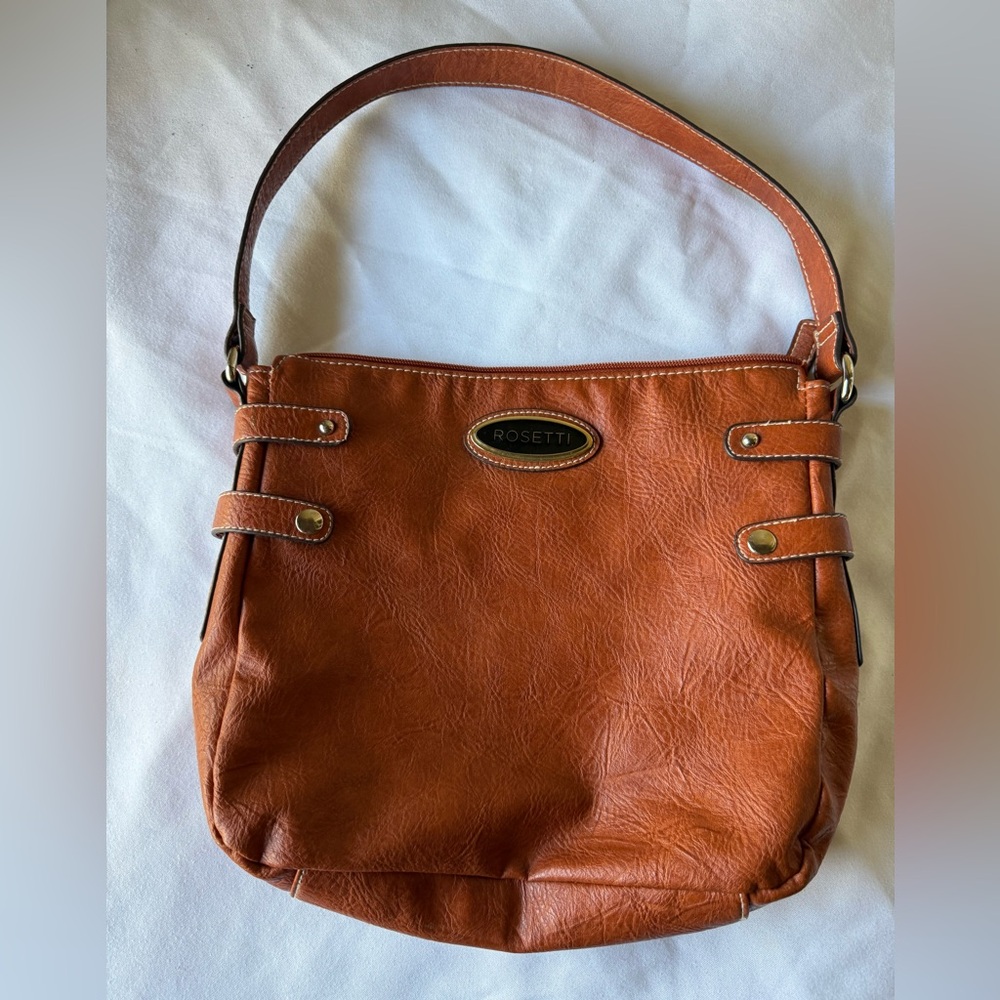 Rosetti Cognac Faux-Leather Shoulder Bag with Wristlet